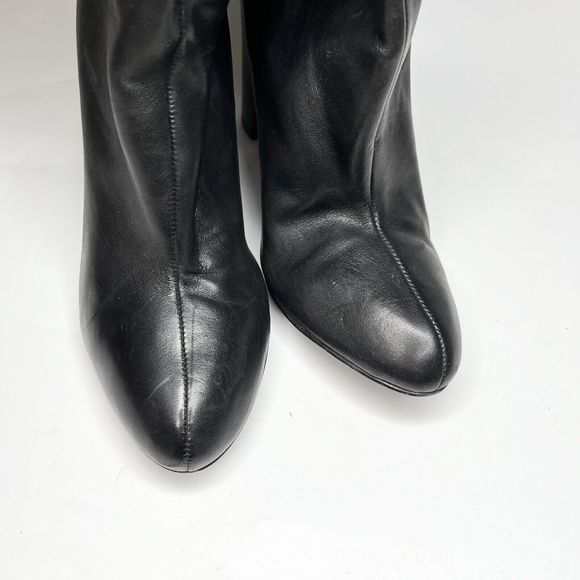 Market 22 Palmer Black Leather Heeled Ankle Boots Genuine Leather Size 39 / 8 - Picture 5 of 14